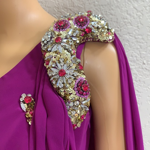 Alfabeta Evening Maxi Dress Fuchsia Color Size 2 - Picture 4 of 12